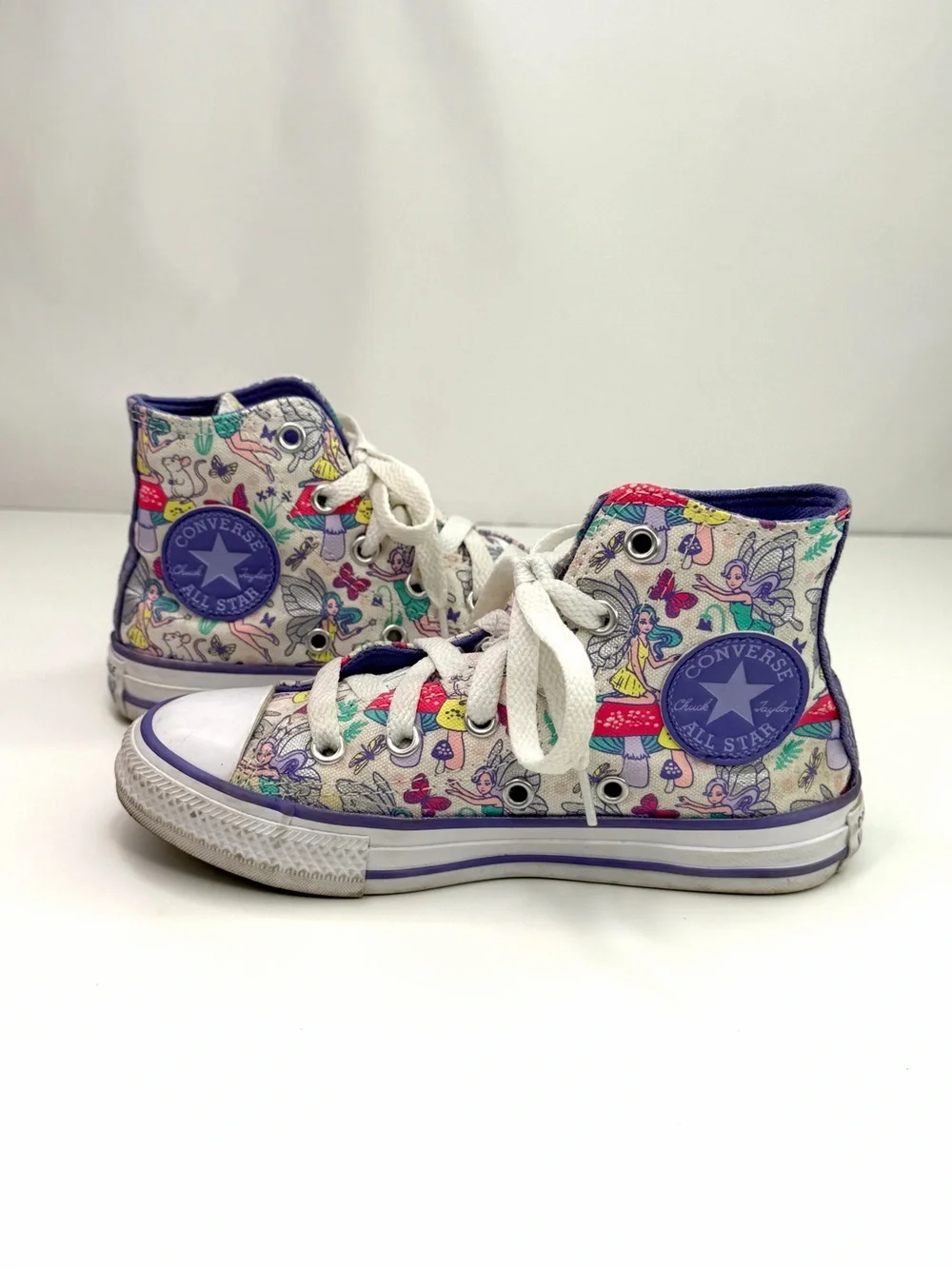 Converse White Purple Fairy Print Chuck Taylor High-Top Canvas Sneakers